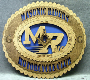 Master Mason Blue Lodge Wall Monogram - Wooden Masonic Riders - Bricks Masons