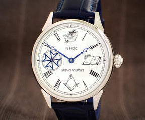 Master Mason Blue Lodge Wristwatch -  Rotating Maltese Cross - Bricks Masons