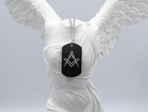 Master Mason Blue Lodge Necklace - Stainless Steel Chain Square & Compass - Bricks Masons