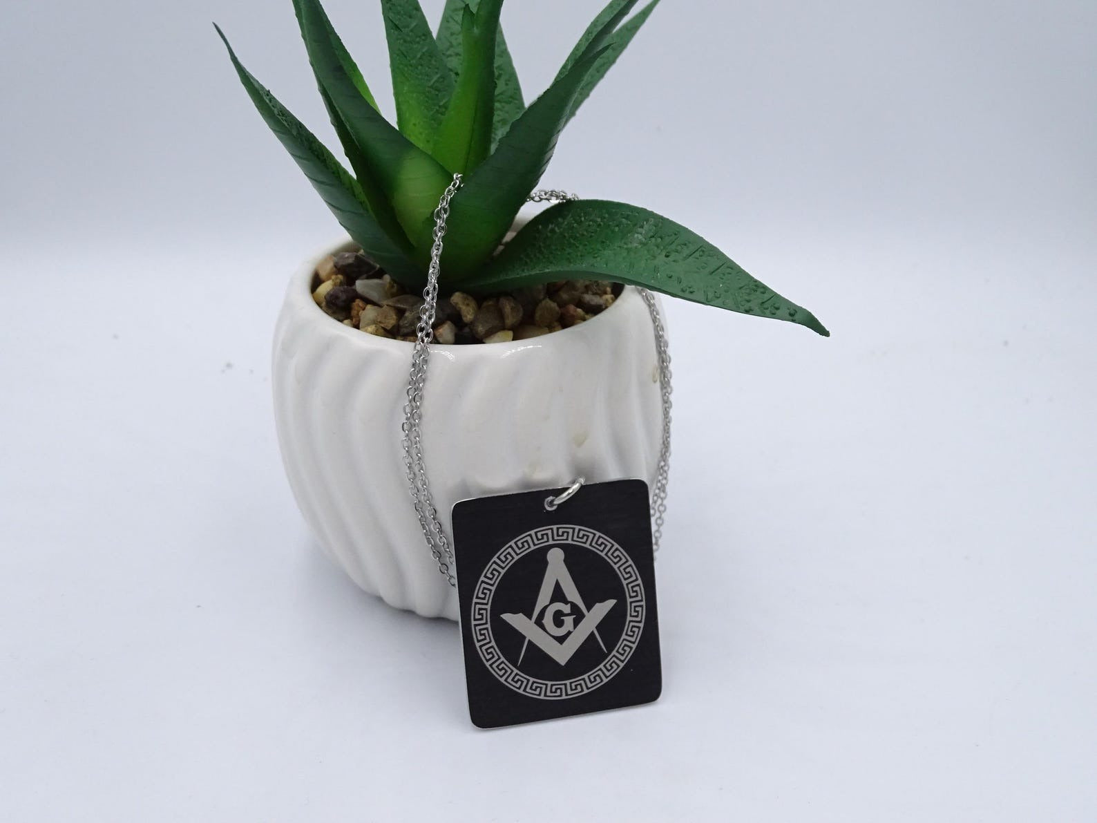 Master Mason Blue Lodge Necklace - Black Anodized Aluminium Pendant - Bricks Masons