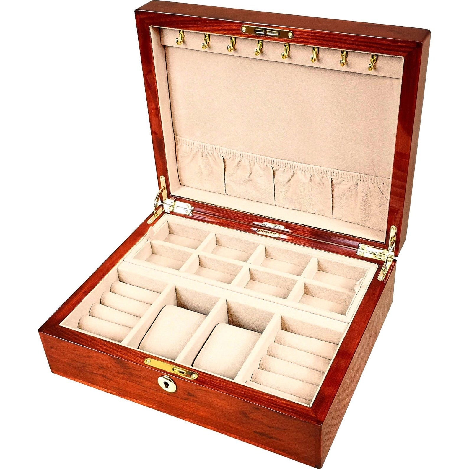 Master Mason Blue Lodge Jewelry Box - Rosewood Two-Level Storage with Lock - Bricks Masons