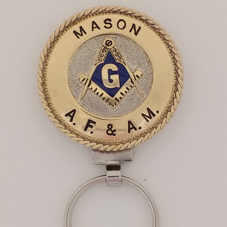 Master Mason Blue Lodge Keychain - Handcrafted AF & AM Gold Square & Compass G - Bricks Masons