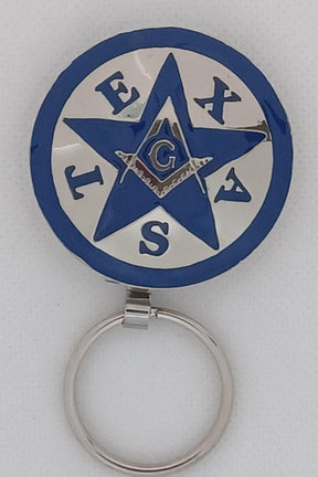 Master Mason Blue Lodge Keychain - Texas Silver & Blue Star - Bricks Masons