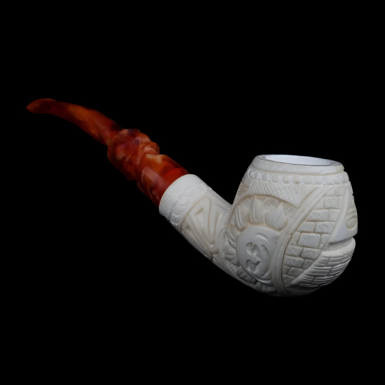 Eye Of Providence Meerschaum Pipe - Handmade Natural Bee Wax - Bricks Masons