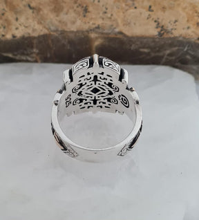 Master Mason Blue Lodge Ring - Handmade Sterling Silver Black Onyx - Bricks Masons