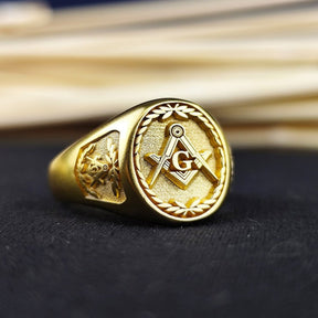 Master Mason Blue Lodge Ring - Square & Compass G Engraving Options - Bricks Masons