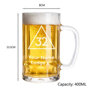 32nd Degree Scottish Rite Beer Glass - Various Shapes - Bricks Masons