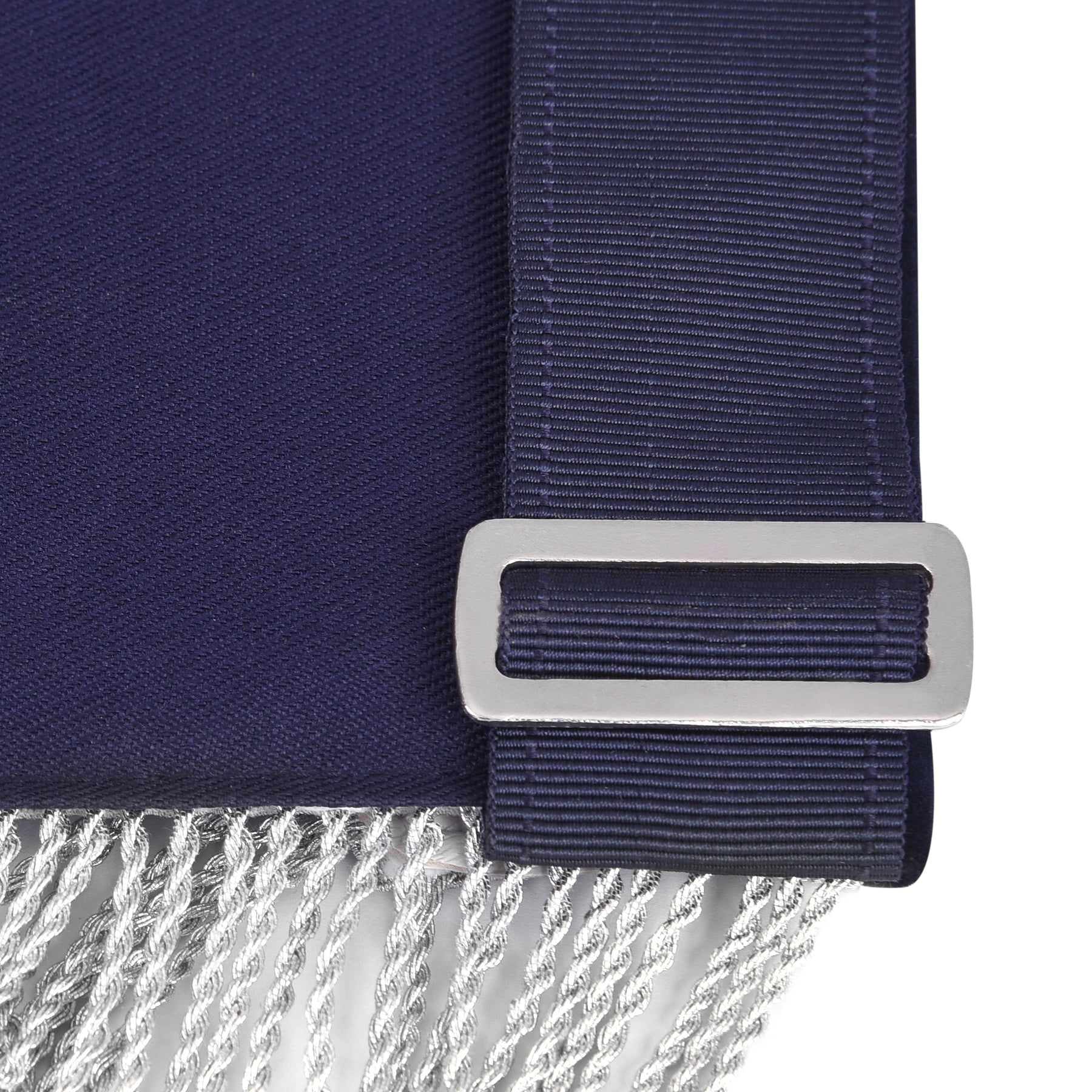 Junior Deacon Blue Lodge Officer Apron - Dark Blue With Silver Hand Embroidery Bullion - Bricks Masons