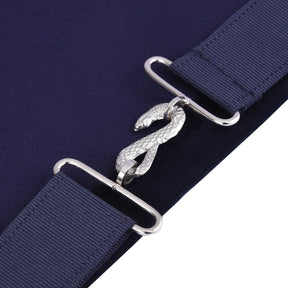Junior Deacon Blue Lodge Officer Apron - Navy Velvet With Silver Embroidery Thread - Bricks Masons