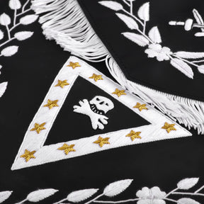 Knights Templar Apron - Triangular Black Velvet Hand Embroidery With Silver Tassels - Bricks Masons