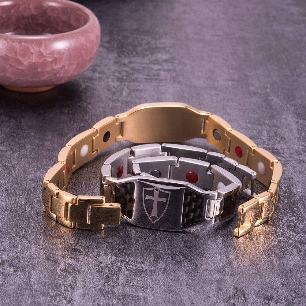 Knights Templar Bracelet - Carbon Fiber Magnetic (Black/Gold/Silver) - Bricks Masons