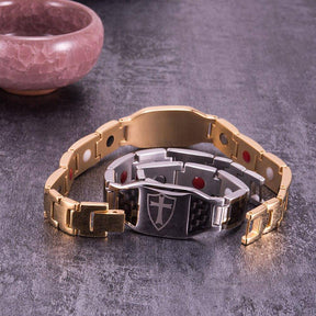 Knights Templar Bracelet - Carbon Fiber Magnetic (Black/Gold/Silver) - Bricks Masons