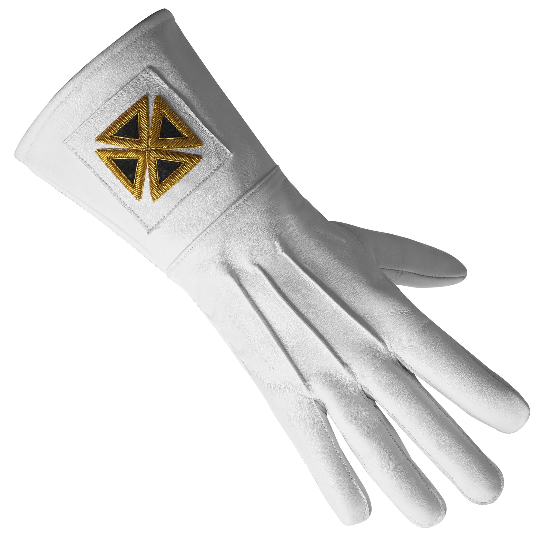 Knights Templar Commandery Gauntlet - Leather Machine Embroidery Emblem - Bricks Masons