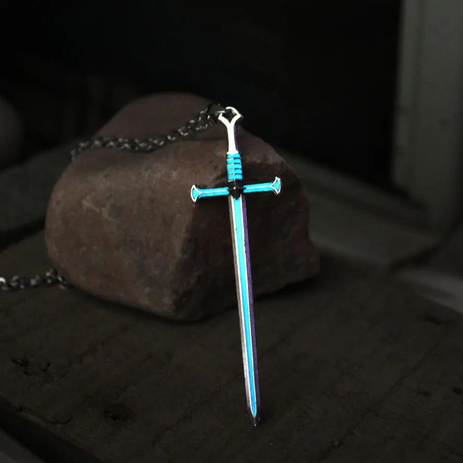 Knights Templar Necklace - Glowing Cross Sword - Bricks Masons