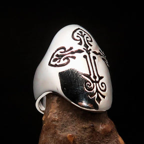 Knights Templar Ring - Antique Sterling Silver Cross - Bricks Masons