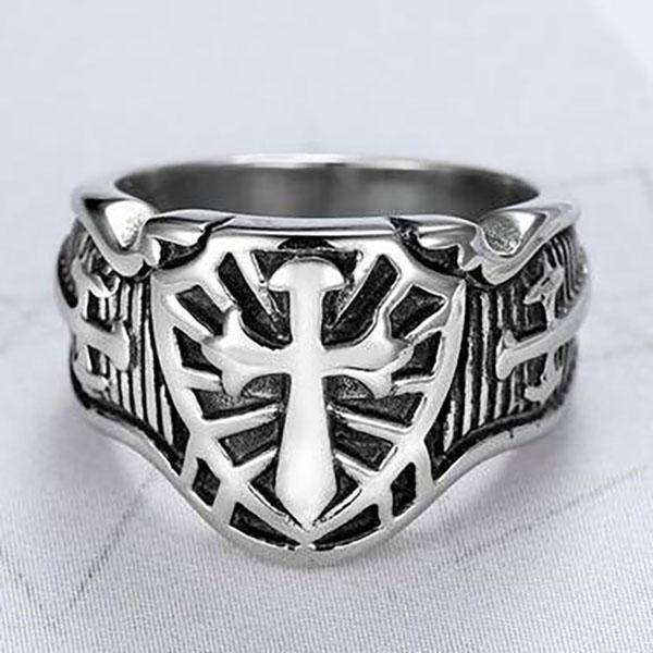 Knights Templar Ring - Armor Shield Cross Sword - Bricks Masons