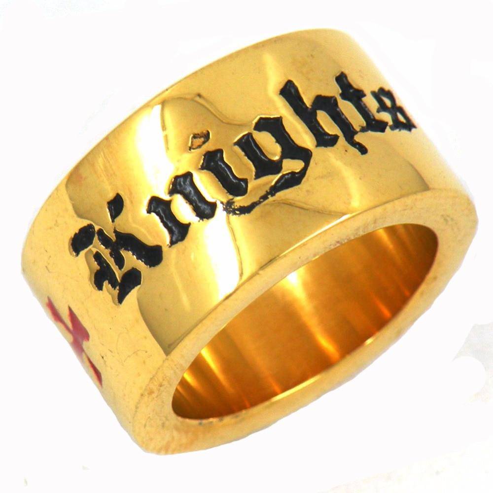 Knights Templar Ring - Cross Golden - Bricks Masons