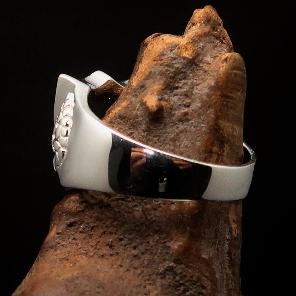 Knights Templar Ring - Flag of Sweden Yellow Cross on Blue Sterling Silver - Bricks Masons