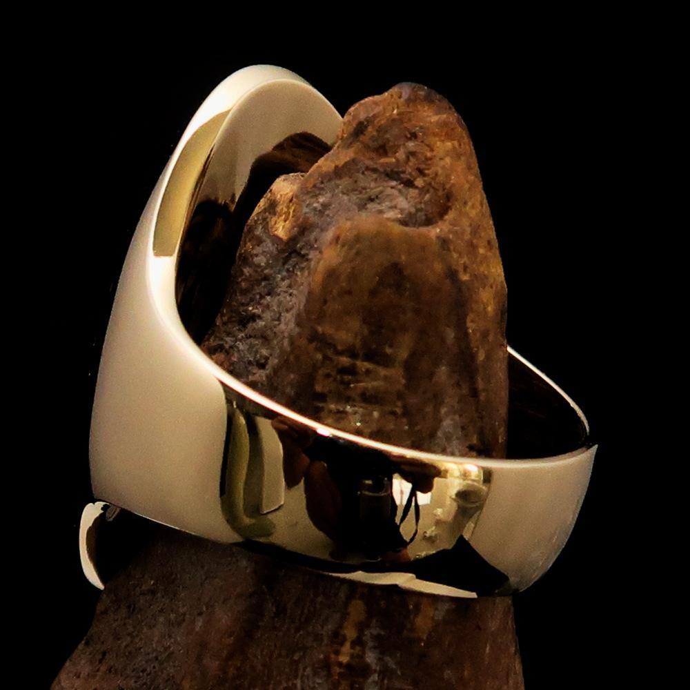 Knights Templar Ring - Gold Brass Ring With Cross - Bricks Masons