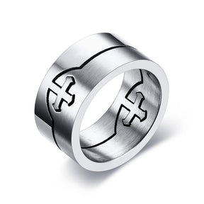 Knights Templar Ring - Puzzle Detachable (Silver/Black) - Bricks Masons
