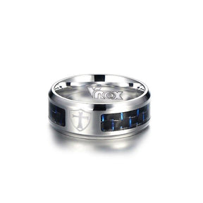 Knights Templar Ring - Shield Cross Black Blue Band - Bricks Masons