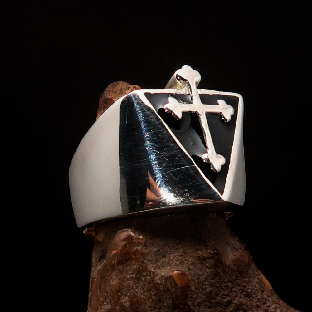 Knights Templar Ring - Silver Cross Sterling Silver - Bricks Masons