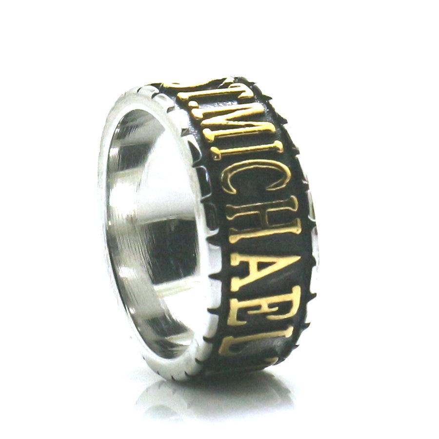 Knights Templar Ring - St. Michael The Archangel Pray For Us Golden & Silver - Bricks Masons
