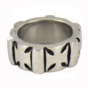 Knights Templar Commandery Ring - Stainless Steel Silver Cross - Bricks Masons