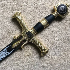 Knights Templar Sword - King Solomon Gold Ark of the Covenant Gold W/ Plaque 48.6" - Bricks Masons