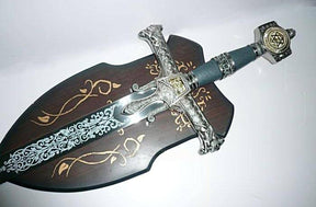 Knights Templar Sword - King Solomon Gold Ark of the Covenant Silver W/ Plaque 48.6" - Bricks Masons