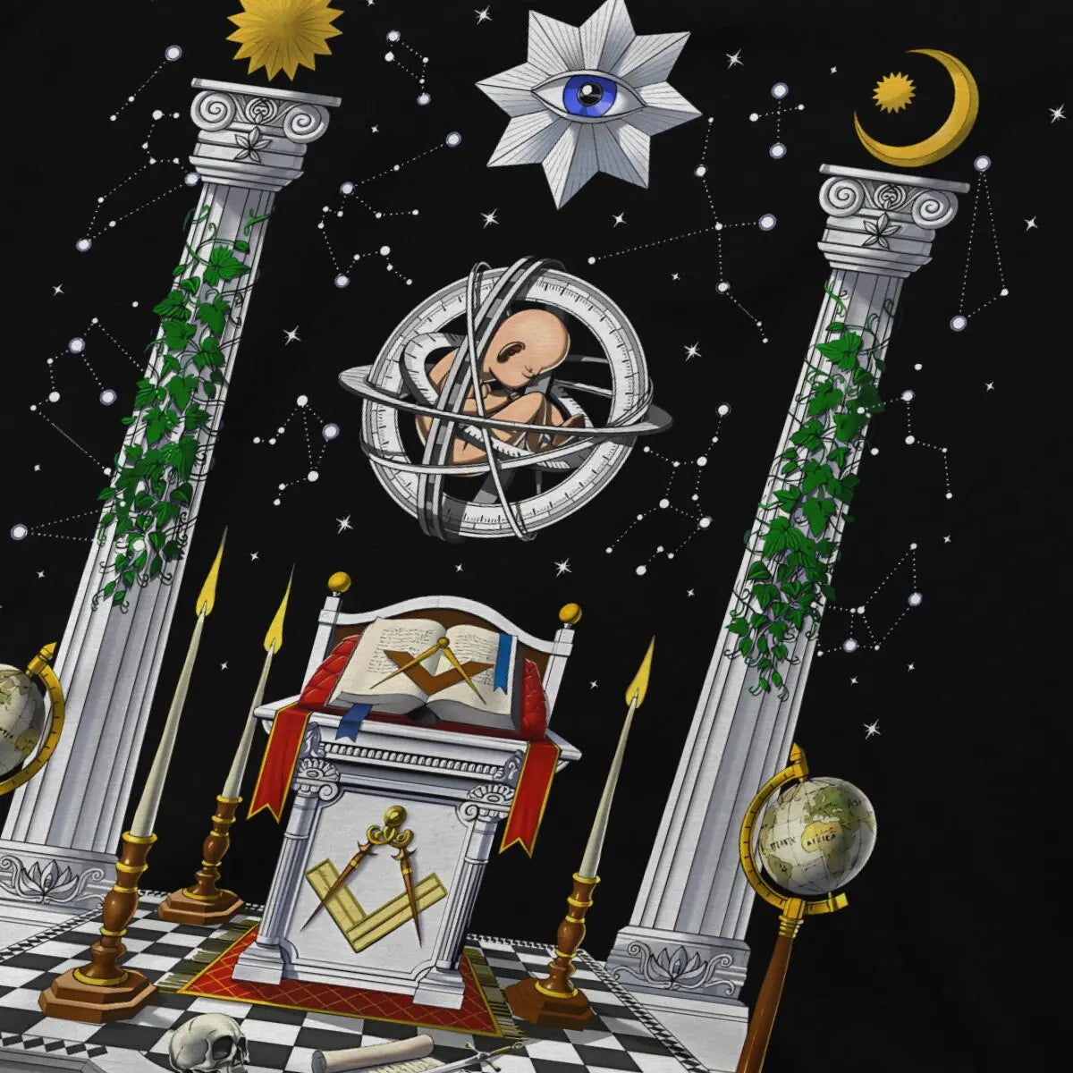 Knights Templar T-shirt - Masonic Altar Short Sleeve Polyester - Bricks Masons