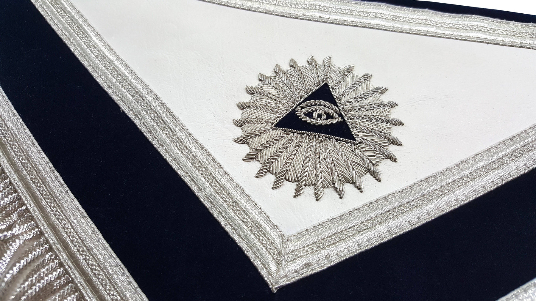 Master Mason Blue Lodge Apron - Navy Blue Hand Embroidery with Tassels - Bricks Masons