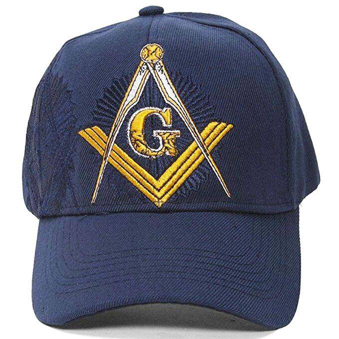 Master Mason Blue Lodge Baseball Cap - Blue Cotton Fabric - Bricks Masons