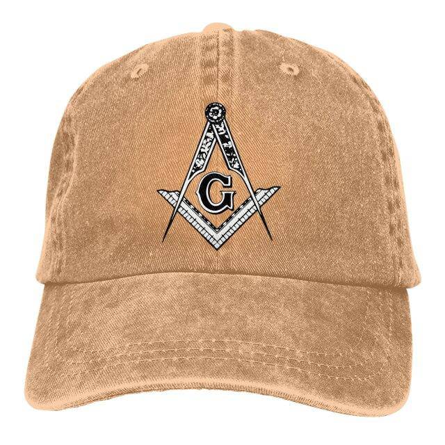 Master Mason Blue Lodge Baseball Cap - Square Compass G Symbol Adjustable Denim - Bricks Masons