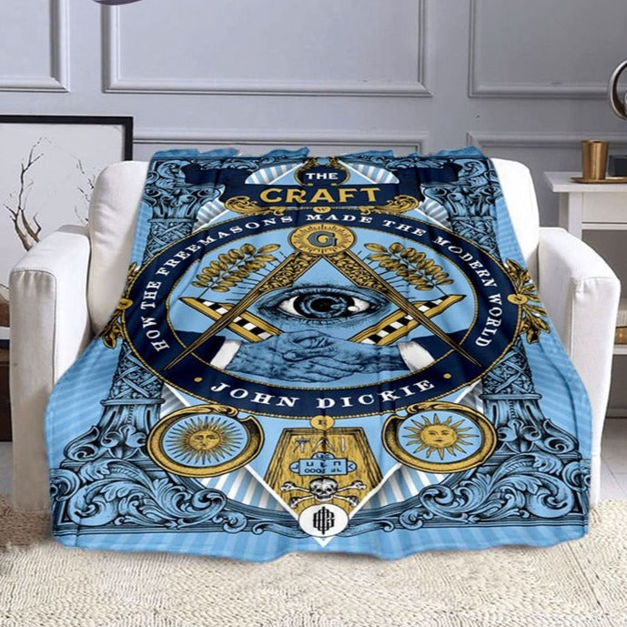 Master Mason Blue Lodge Blanket - Square and Compass G Flannel - Bricks Masons