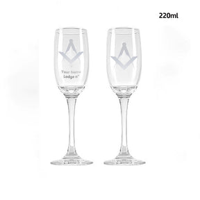 Master Mason Blue Lodge Champagne Flute - 2 Pieces Set - Bricks Masons