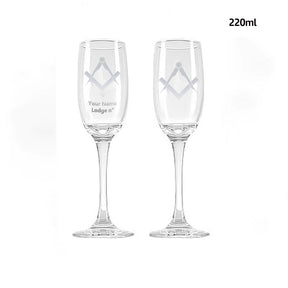 Master Mason Blue Lodge Champagne Flute - 2 Pieces Set - Bricks Masons