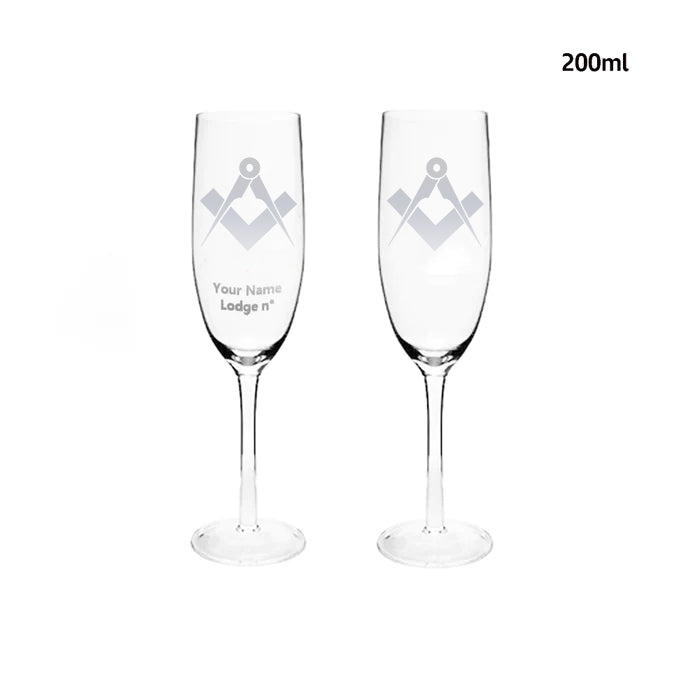 Master Mason Blue Lodge Champagne Flute - 2 Pieces Set - Bricks Masons