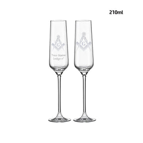 Master Mason Blue Lodge Champagne Flute - 2 Pieces Set - Bricks Masons