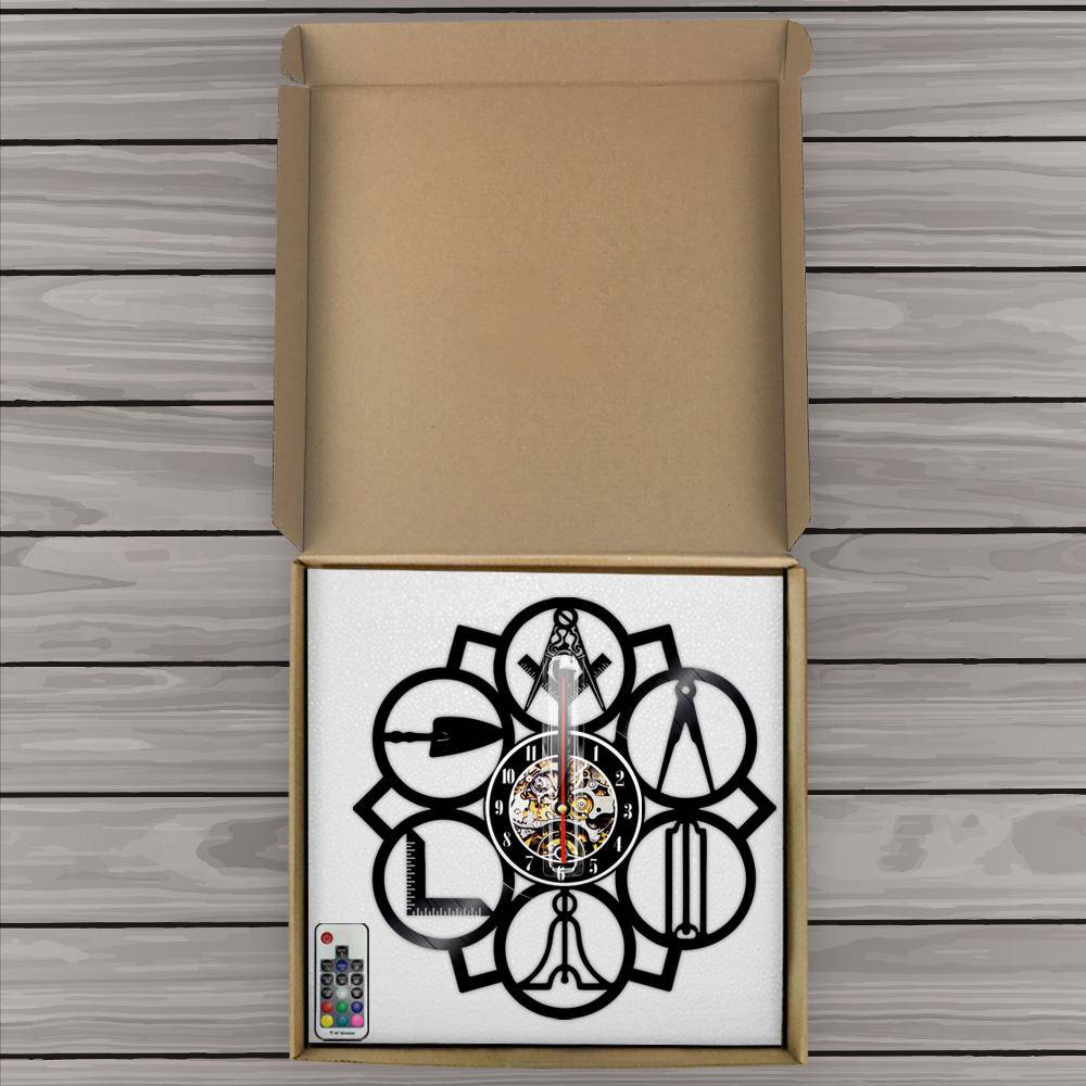 Master Mason Blue Lodge Clock - Led Vinyl Various Colors - Bricks Masons