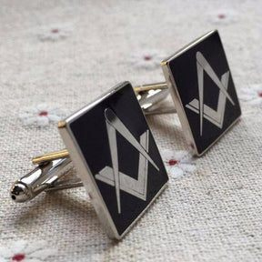 Master Mason Blue Lodge Cufflink - Silver & Black - Bricks Masons