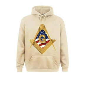 Master Mason Blue Lodge Hoodie - American USA Flag Square & Compass - Bricks Masons