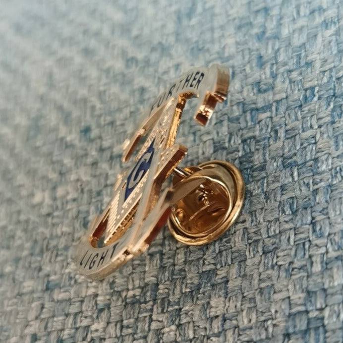 Master Mason Blue Lodge Lapel Pin - Further Light Square and Compass G - Bricks Masons