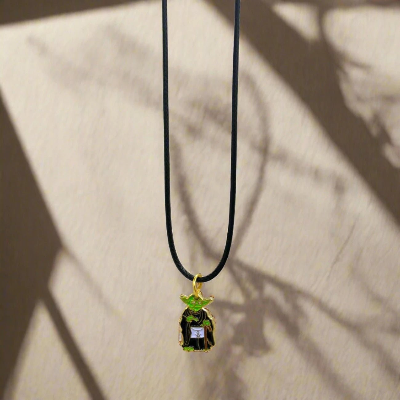 Master Mason Blue Lodge Necklace - Gold Plated Mason Apron Yoda Pendant With Leather Chain - Bricks Masons