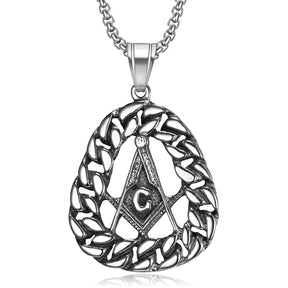 Master Mason Blue Lodge Necklace - Silver Stainless Steel Pendant - Bricks Masons