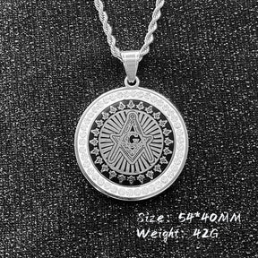 Master Mason Blue Lodge Necklace - Square and Compass G Iced-Out Pendant (Gold/Silver) - Bricks Masons