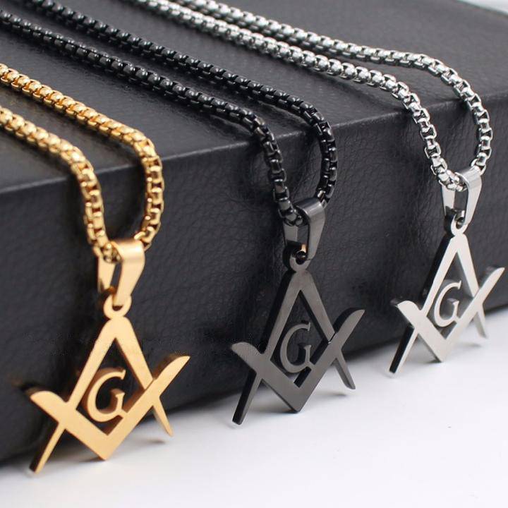 Master Mason Blue Lodge Necklace - Stainless Steel Gold, Silver, Black - Bricks Masons