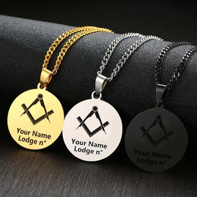 Master Mason Blue Lodge Necklace - Various Stainless Steel Colors - Bricks Masons