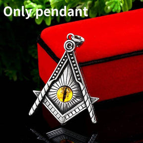 Master Mason Blue Lodge Necklace - Yellow Eye Stainless Steel - Bricks Masons