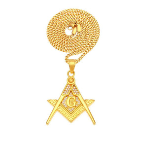 Master Mason Blue Lodge Necklace - Zirconia Stainless Steel - Bricks Masons
